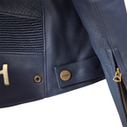 Braddan Blue Retro Air Race Leather Jacket - Endless Racegear