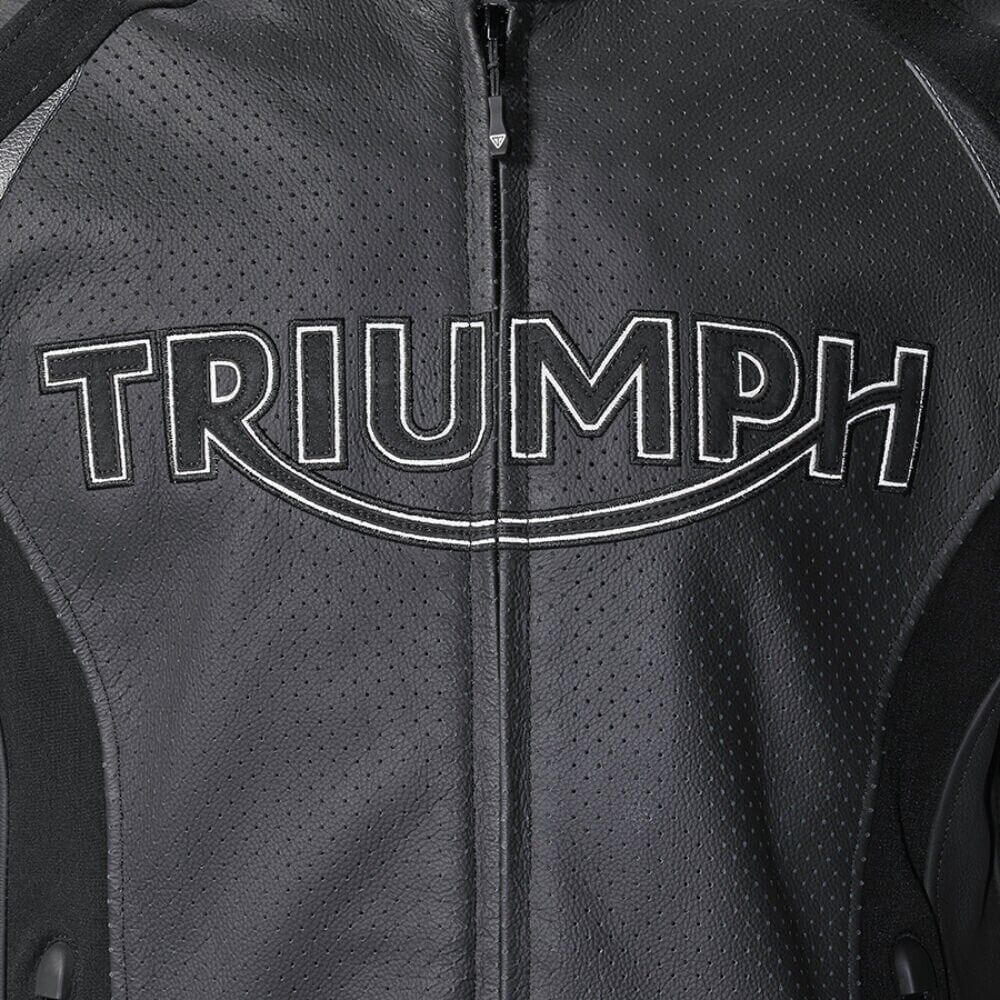 Triple Perforated Black Leather Jacket Triumph