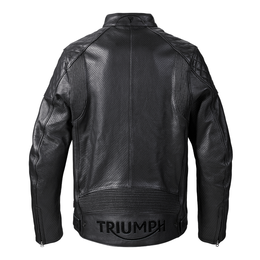 Braddan Air Perforated Black Leather Jacket Triumph