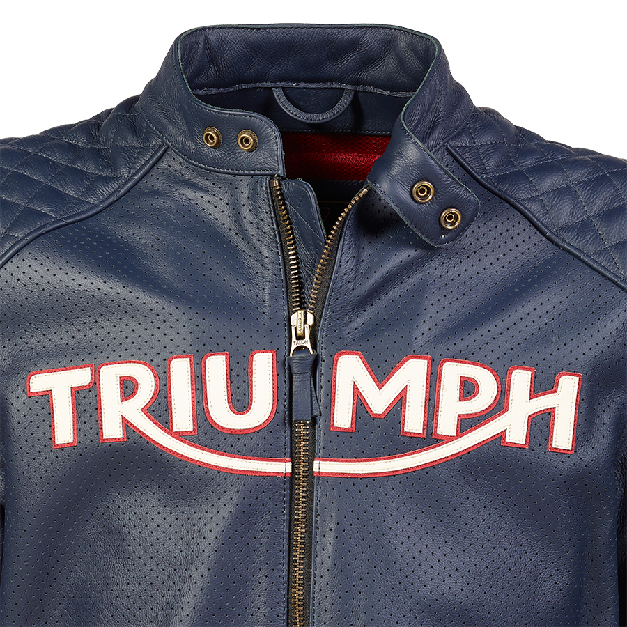 Braddan Blue Retro Air Race Leather Jacket - Endless Racegear