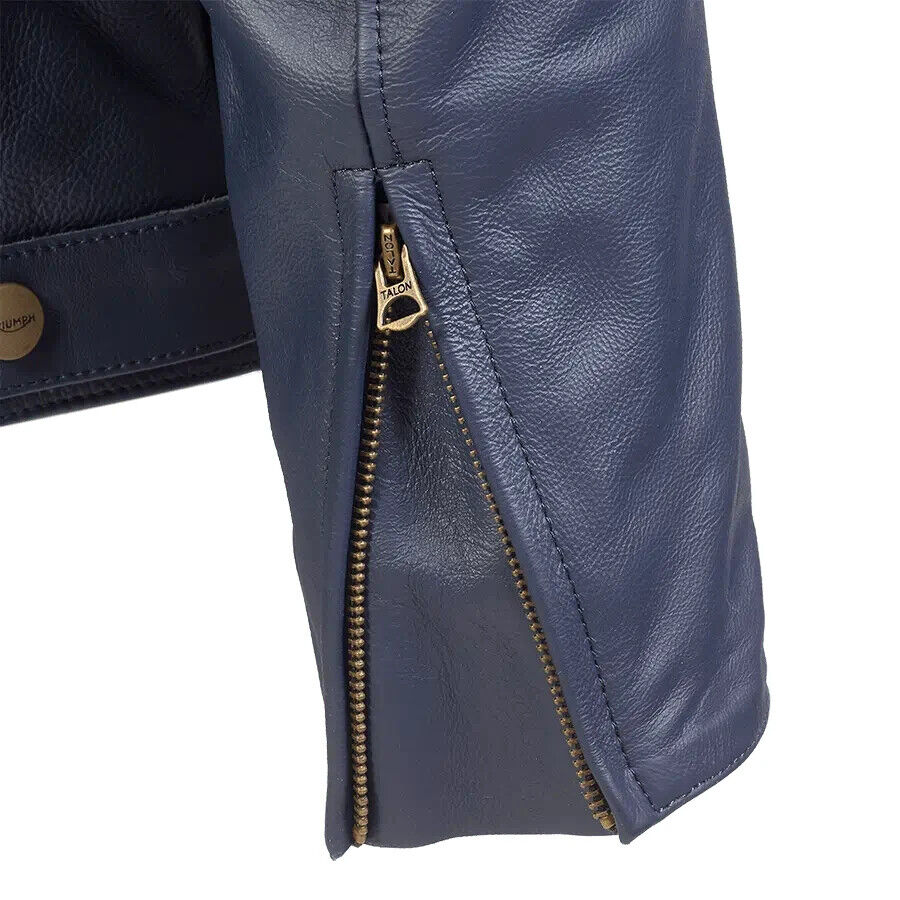 2023 Braddan Blue Leather Jacket Triumph