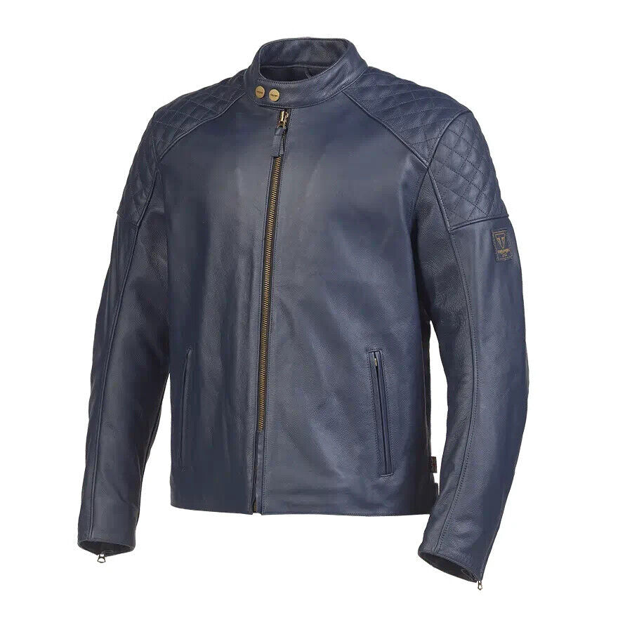 2023 Braddan Blue Leather Jacket Triumph