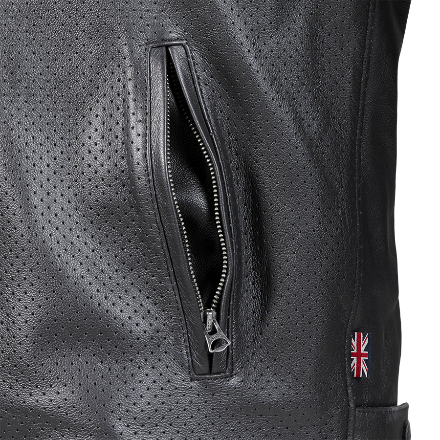 Braddan Air Perforated Black Leather Jacket Triumph