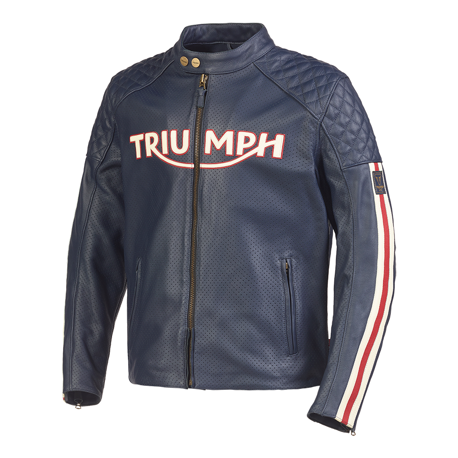 Braddan Blue Retro Air Race Leather Jacket - Endless Racegear