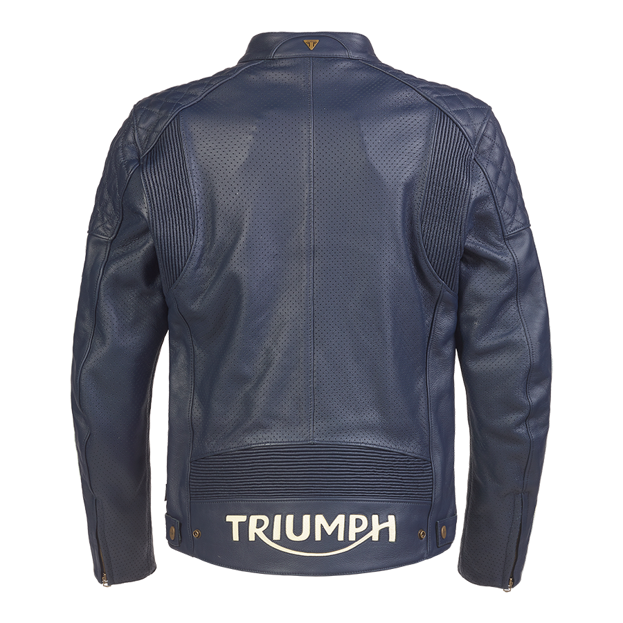 Braddan Blue Retro Air Race Leather Jacket - Endless Racegear