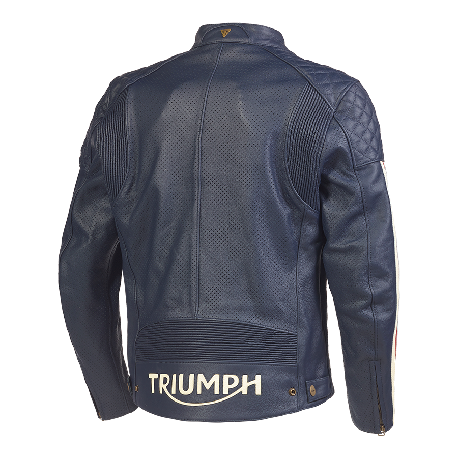 Braddan Blue Retro Air Race Leather Jacket - Endless Racegear