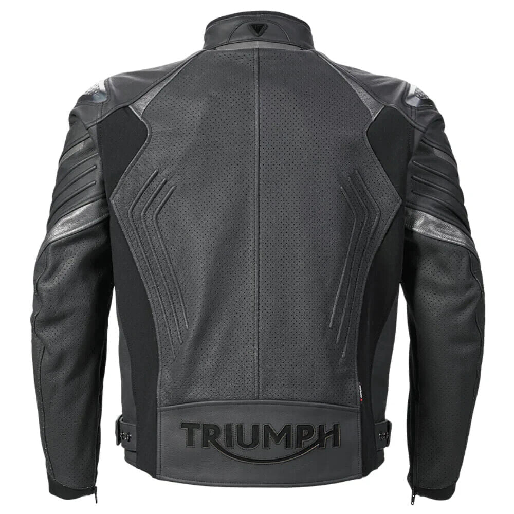 Triple Perforated Black Leather Jacket Triumph