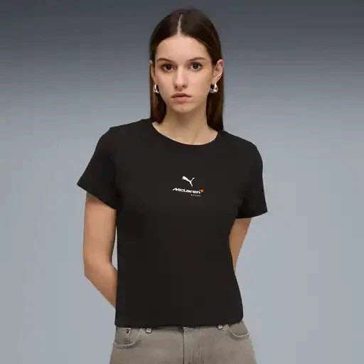 McLaren F1 Women's Core Essentials T-Shirt - Puma Black/White Glow Heather McLaren