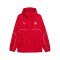 Red Scuderia Ferrari rain jacket with hood, full-zip; PUMA logo and shield