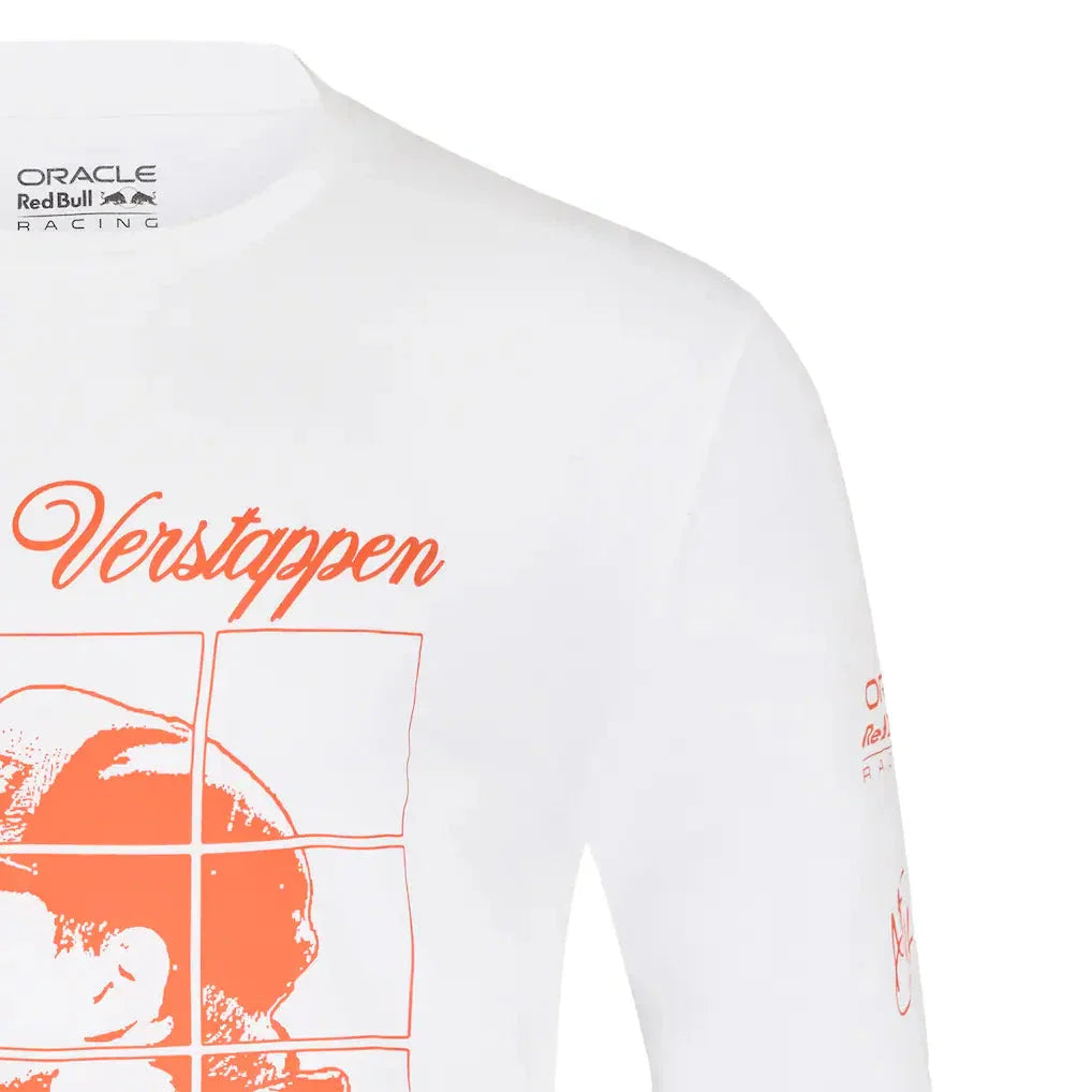 Red Bull Racing F1 Max Verstappen Long Sleeve Puzzle T-Shirt - White Endless Racegear