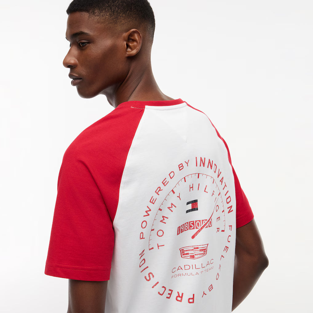 Cadillac F1 Racing Varsity Raglan T-Shirt - White Cadillac F1