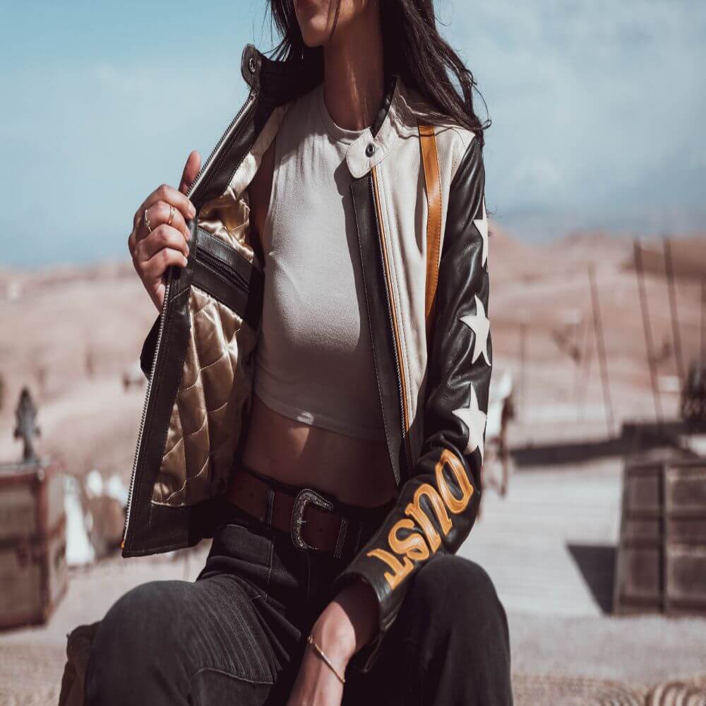 Wild Dust Sisters Stars And Stripes Leather Jacket Wildust Sisters