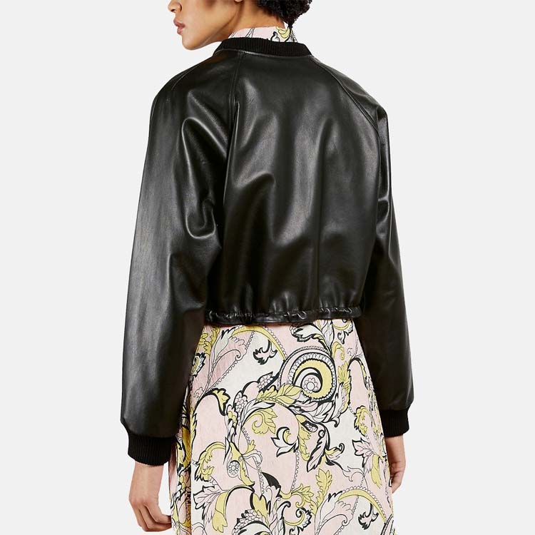 Women’s Black Genuine Leather Bomber Jacket 3A MOTO LEATHER